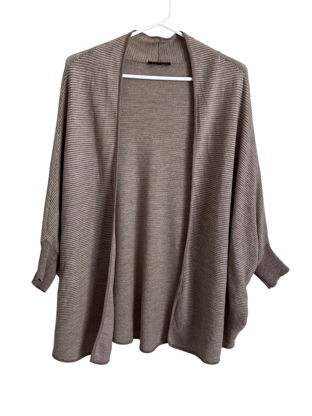 Eileen Fisher Tan Cardigan Sweater Shurg Wrap Neutral Coastal FLAW Medium